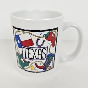 Vintage Linyi Ceramic Coffee Cup Mug Texas Western Cowboy Cowgirl Rodeo Ranch